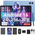Tablet 2026 Android 16 Tablets with 10.1 Inch Incell Display, 24GB RAM 256GB ROM /2TB TF, Gemini AI, T606 Octa-Core+8MP Camera, 5000mAh, Widevine L1, 2 in 1 Tablets with Keyboard Mouse Stylus, Blue